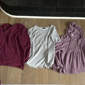 SO purple hooded top Jane Delancey tunic gray and old navy tunic sweatshirt